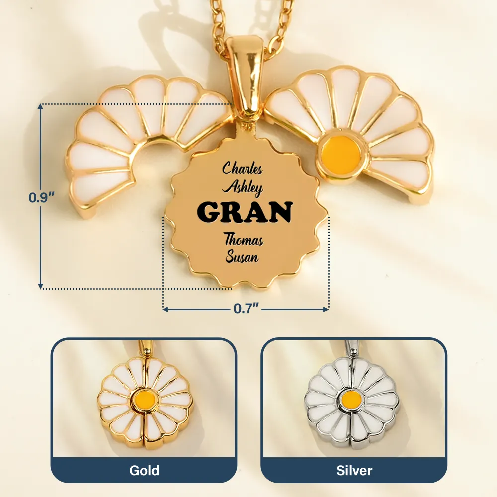 Gift For Grandma,Gift For Mother,Happy - Grandma Grandkids Custom Names And Nicknames - Personalized Engraved Hidden Message Necklace