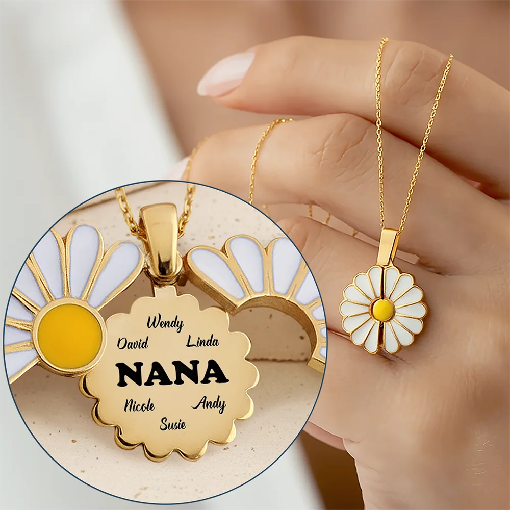 Gift For Grandma,Gift For Mother,Happy - Grandma Grandkids Custom Names And Nicknames - Personalized Engraved Hidden Message Necklace
