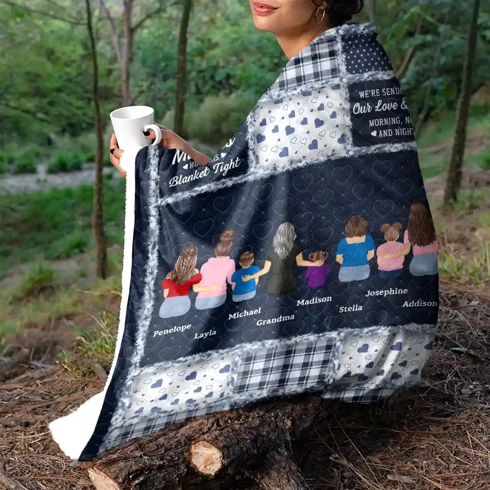 Gift For Women,Gift For Grandma,Grandma - Grandkids,Gift For Grandkids,Gift For Mother,Mom - Daughters (Adult),Mom - Daughters (Young),Mom - Sons,Mom - Children,Gift For Daughter,Gift For Son,Love - Grandma Grandkids Hug This Blanket - Personalized Fleece Blanket, Sherpa Blanket