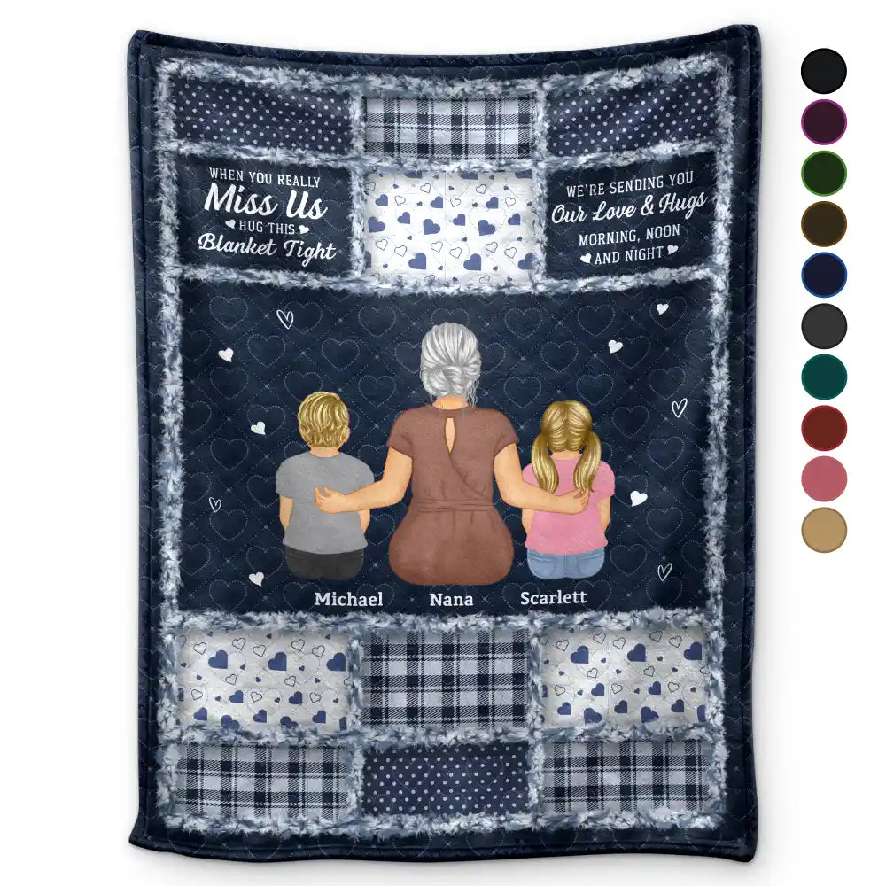 Grandma Grandkids Hug This Blanket - Personalized Fleece Blanket, Sherpa Blanket