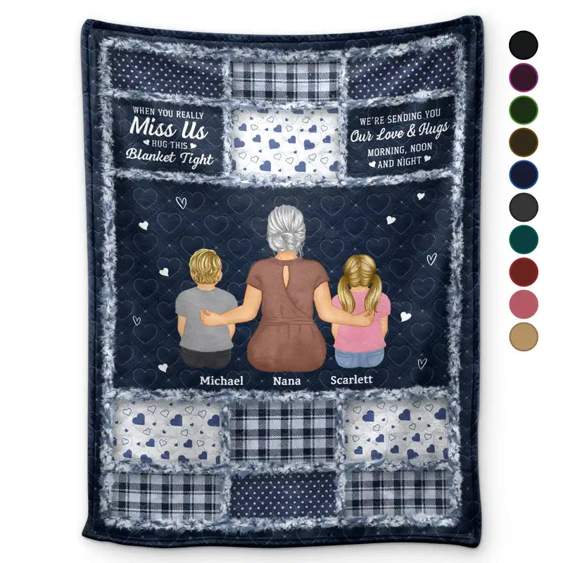 Gift For Women,Gift For Grandma,Grandma - Grandkids,Gift For Grandkids,Gift For Mother,Mom - Daughters (Adult),Mom - Daughters (Young),Mom - Sons,Mom - Children,Gift For Daughter,Gift For Son,Love - Grandma Grandkids Hug This Blanket - Personalized Fleece Blanket, Sherpa Blanket