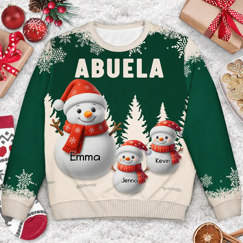 Gift For Grandpa, Gift For Women, Christmas, Top Market, Happy - Grandma Grandkids Snowman 3D Effect - Personalized Unisex Ugly Sweater