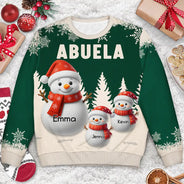 Gift For Grandpa, Gift For Women, Christmas, Top Market, Happy - Grandma Grandkids Snowman 3D Effect - Personalized Unisex Ugly Sweater