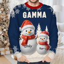 Gift For Grandpa, Gift For Women, Christmas, Top Market, Happy - Grandma Grandkids Snowman 3D Effect - Personalized Unisex Ugly Sweater