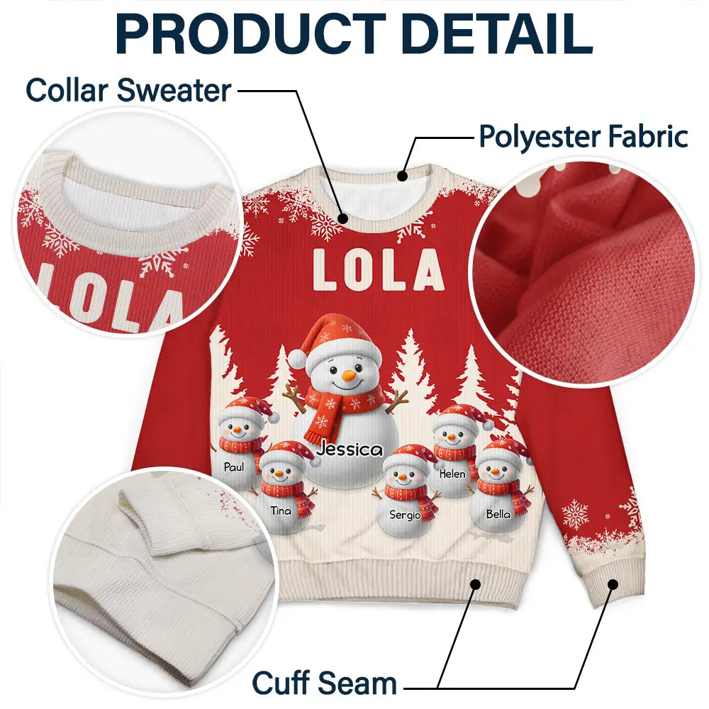 Gift For Grandpa, Gift For Women, Christmas, Top Market, Happy - Grandma Grandkids Snowman 3D Effect - Personalized Unisex Ugly Sweater