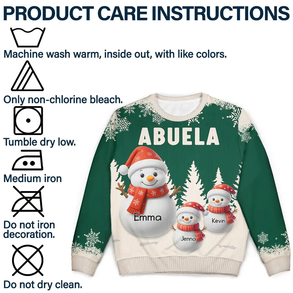 Gift For Grandpa, Gift For Women, Christmas, Top Market, Happy - Grandma Grandkids Snowman 3D Effect - Personalized Unisex Ugly Sweater