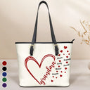 Gift For Mother, Gift For Grandma, Happy - Grandma Little Hearts - Personalized Leather Tote Bag