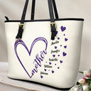 Gift For Mother, Gift For Grandma, Happy - Grandma Little Hearts - Personalized Leather Tote Bag