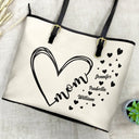 Gift For Mother, Gift For Grandma, Happy - Grandma Little Hearts - Personalized Leather Tote Bag