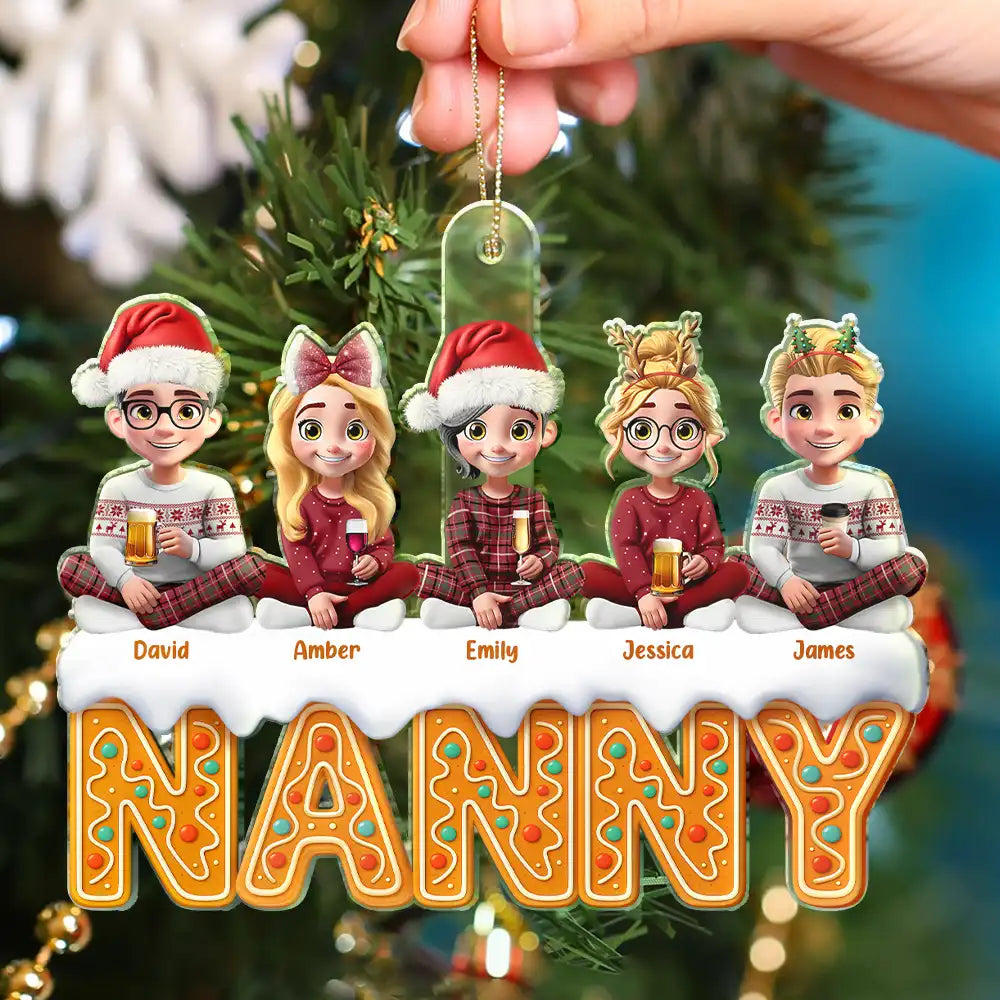 Gift For Grandma,Grandma - Grandkids,Gift For Mother,Single Mom,Mom - Children,Mom - Sons,Mom - Daughters (Young),Mom - Daughters (Adult),Christmas,Happy - Grandma Mom 3D Effect - Personalized Custom Shaped Acrylic Ornament