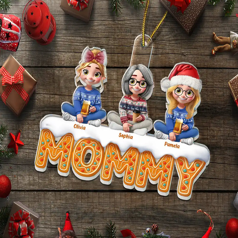 Gift For Grandma,Grandma - Grandkids,Gift For Mother,Single Mom,Mom - Children,Mom - Sons,Mom - Daughters (Young),Mom - Daughters (Adult),Christmas,Happy - Grandma Mom 3D Effect - Personalized Custom Shaped Acrylic Ornament