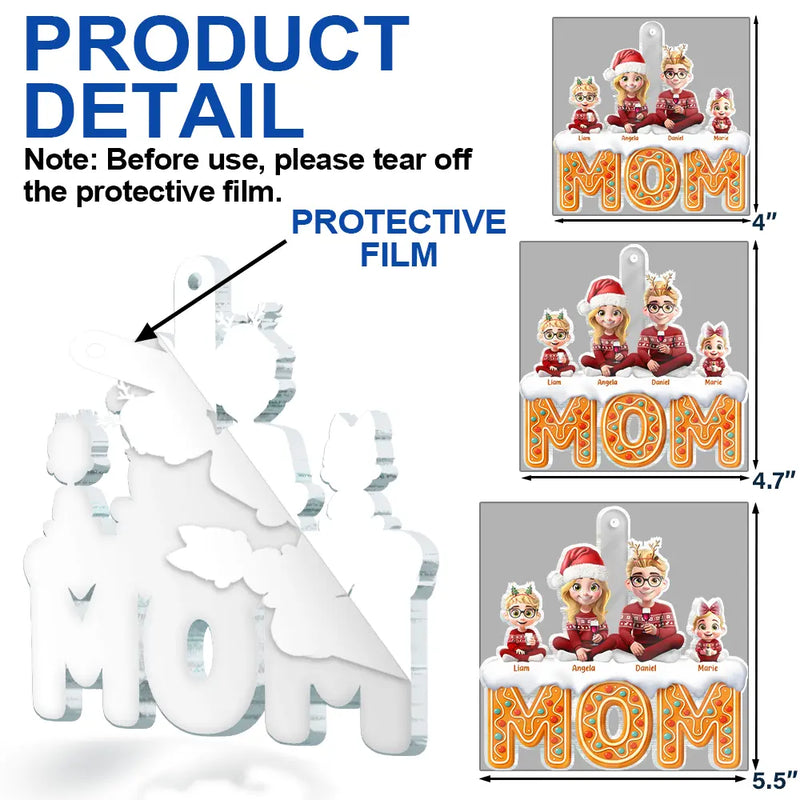 Gift For Grandma,Grandma - Grandkids,Gift For Mother,Single Mom,Mom - Children,Mom - Sons,Mom - Daughters (Young),Mom - Daughters (Adult),Christmas,Happy - Grandma Mom 3D Effect - Personalized Custom Shaped Acrylic Ornament