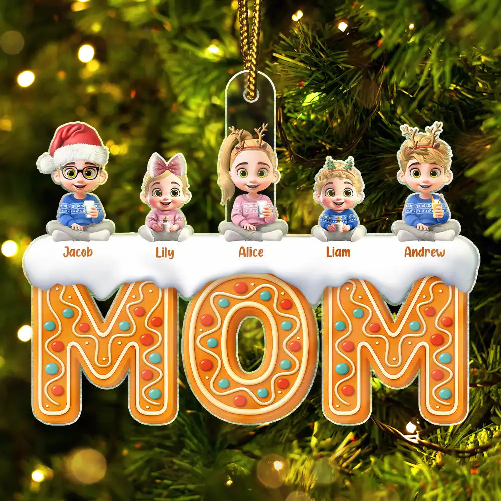 Gift For Grandma,Grandma - Grandkids,Gift For Mother,Single Mom,Mom - Children,Mom - Sons,Mom - Daughters (Young),Mom - Daughters (Adult),Christmas,Happy - Grandma Mom 3D Effect - Personalized Custom Shaped Acrylic Ornament
