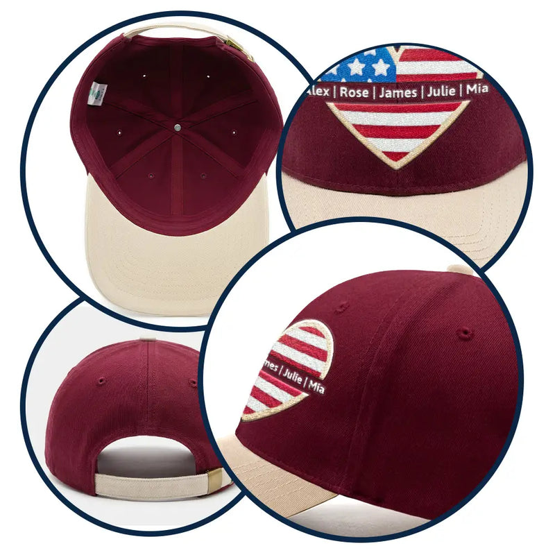 Gift For Mother, Gift For Grandma, Love, Independence Day - Grandma Mom American Heart - Personalized Embroidered Two Tone Cap