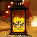 Gift For Women,Gift For Mother,Mom - Daughters (Adult),Mom - Daughters (Young),Mom - Sons,Gift For Grandma,Grandma - Grandkids,Gift For Grandkids,Gift For Daughter,Gift For Son,Love,Single Mom - Grandma Mom And Children Sitting On The Moon - Personalized LED Candle Lantern