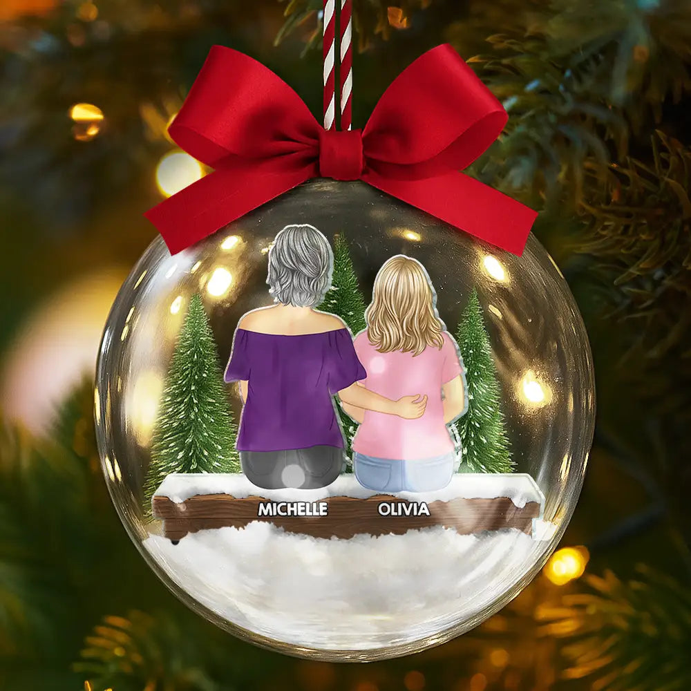 Christmas, Gift For Grandpa, Love, Gift For Mother - Grandma Mom And Children Together - Personalized 3D Acrylic Ball Ornament