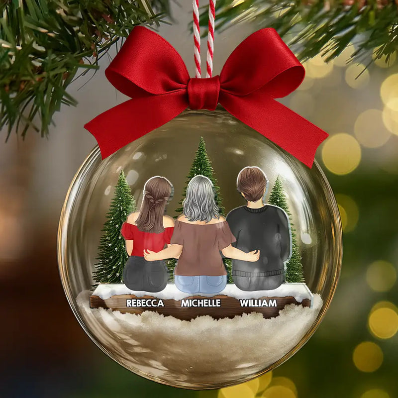 Christmas, Gift For Grandpa, Love, Gift For Mother - Grandma Mom And Children Together - Personalized 3D Acrylic Ball Ornament