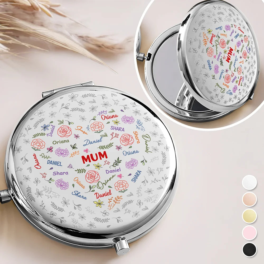 Grandma Mom Birth Flower Blooming In Love - Personalized Compact Mirror