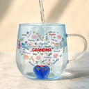 Gift For Grandma, Gift For Mother, Love, Happy - Grandma Mom Birth Flower Blooming In Love - Personalized Gradient Glass Mug