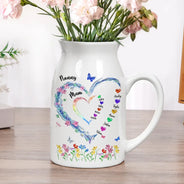 Gift For Wife,Gift For Women,Gift For Mother,Gift For Grandma,Love,Happy - Grandma Mom Crystal Sweathearts - Personalized Ceramic Flower Vase