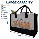 Gift For Grandma,Love,Gift For Mother,Gift For Wife - Grandma Mom Nanny Birth Flower - Personalized Canvas Tote Bag
