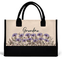Gift For Grandma,Love,Gift For Mother,Gift For Wife - Grandma Mom Nanny Birth Flower - Personalized Canvas Tote Bag
