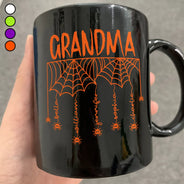 Adorable,Gift For Grandma,Halloween,Icon - Grandma Spooky Halloween Kid's Name - Personalized Black Mug