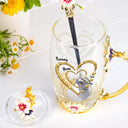 Gift For Grandma,Gift For Mother,Grandma - Grandkids,Happy - Grandma Mom Sweethearts - Personalized Glass Flower Tea Cup