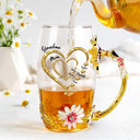Gift For Grandma,Gift For Mother,Grandma - Grandkids,Happy - Grandma Mom Sweethearts - Personalized Glass Flower Tea Cup