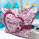 Gift For Mother, Gift For Grandma, Happy - Grandma Mom Toile De Jouy - Personalized Beach Bag