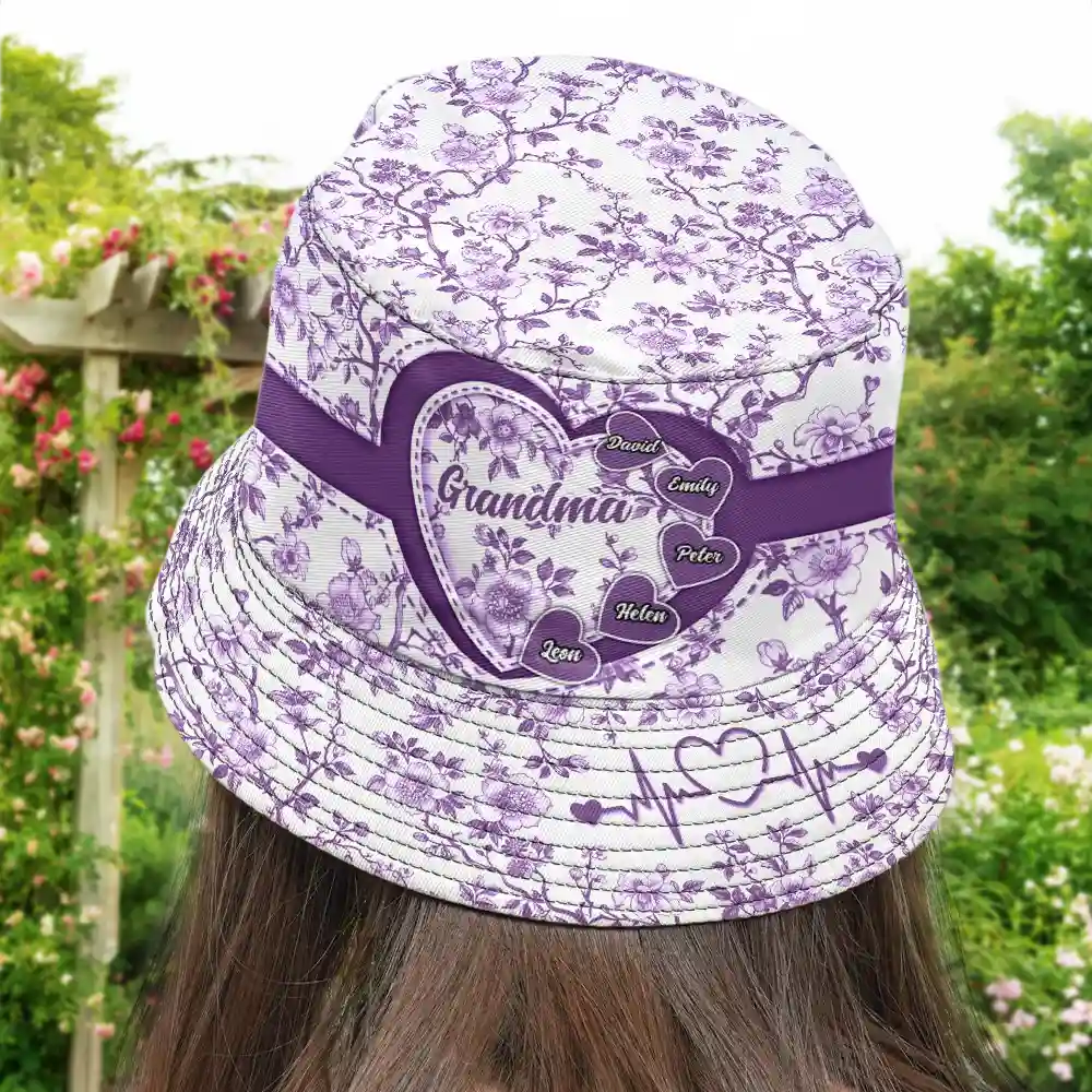 Gift For Mother,Gift For Grandma,Happy - Grandma Mom Toile De Jouy - Personalized Bucket Hat