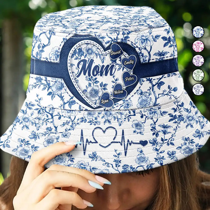 Gift For Mother,Gift For Grandma,Happy - Grandma Mom Toile De Jouy - Personalized Bucket Hat