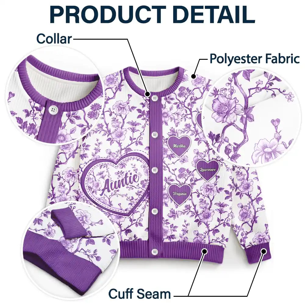 Gift For Mother,Gift For Grandma,Love - Grandma Mom Toile De Jouy - Personalized Cardigan