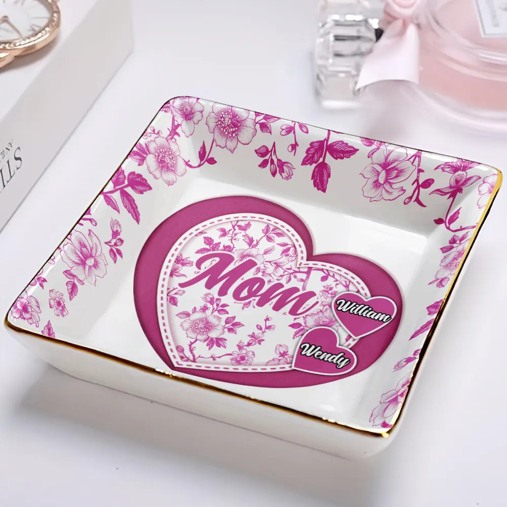 Gift For Mother,Gift For Grandma,Happy - Grandma Mom Toile De Jouy - Personalized Ring Dish