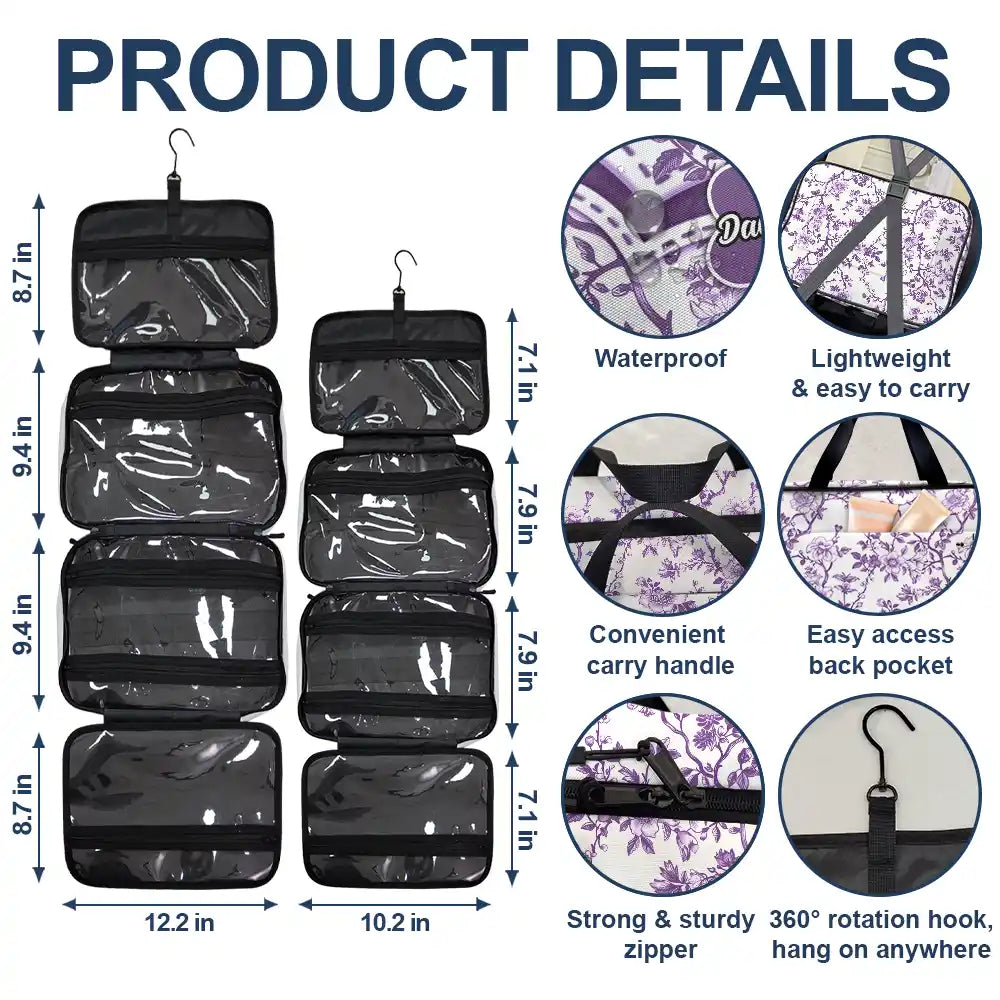 Gift For Mother, Gift For Grandma, Happy - Grandma Mom Toile De Jouy - Personalized Toiletry Bag