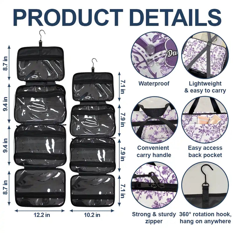 Gift For Mother, Gift For Grandma, Happy - Grandma Mom Toile De Jouy - Personalized Toiletry Bag