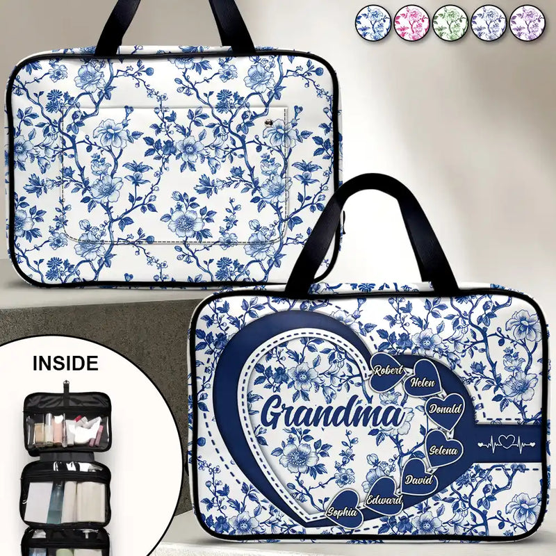 Gift For Mother, Gift For Grandma, Happy - Grandma Mom Toile De Jouy - Personalized Toiletry Bag
