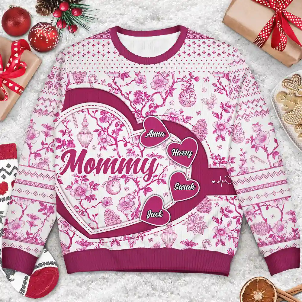Gift For Grandma,Christmas - Grandma Mom Toile De Jouy - Personalized Unisex Ugly Sweater