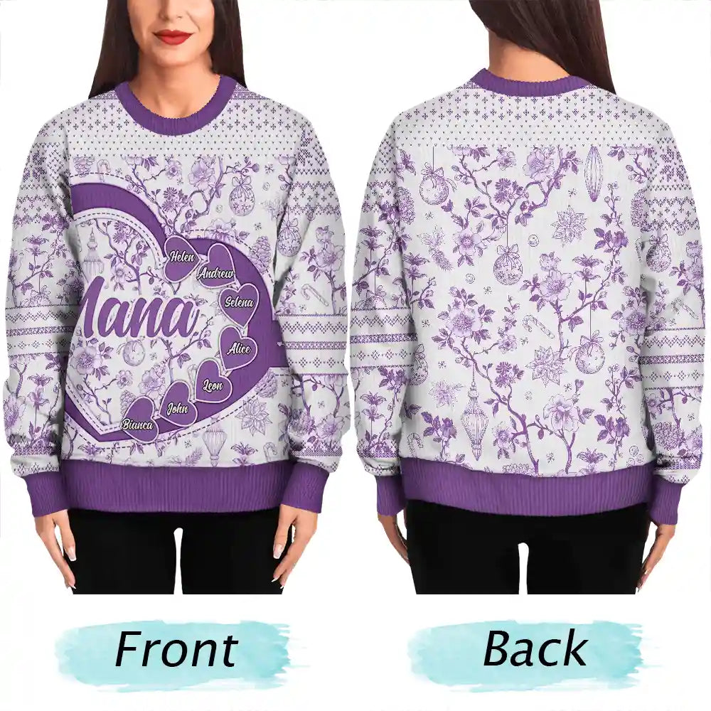 Gift For Grandma,Christmas - Grandma Mom Toile De Jouy - Personalized Unisex Ugly Sweater