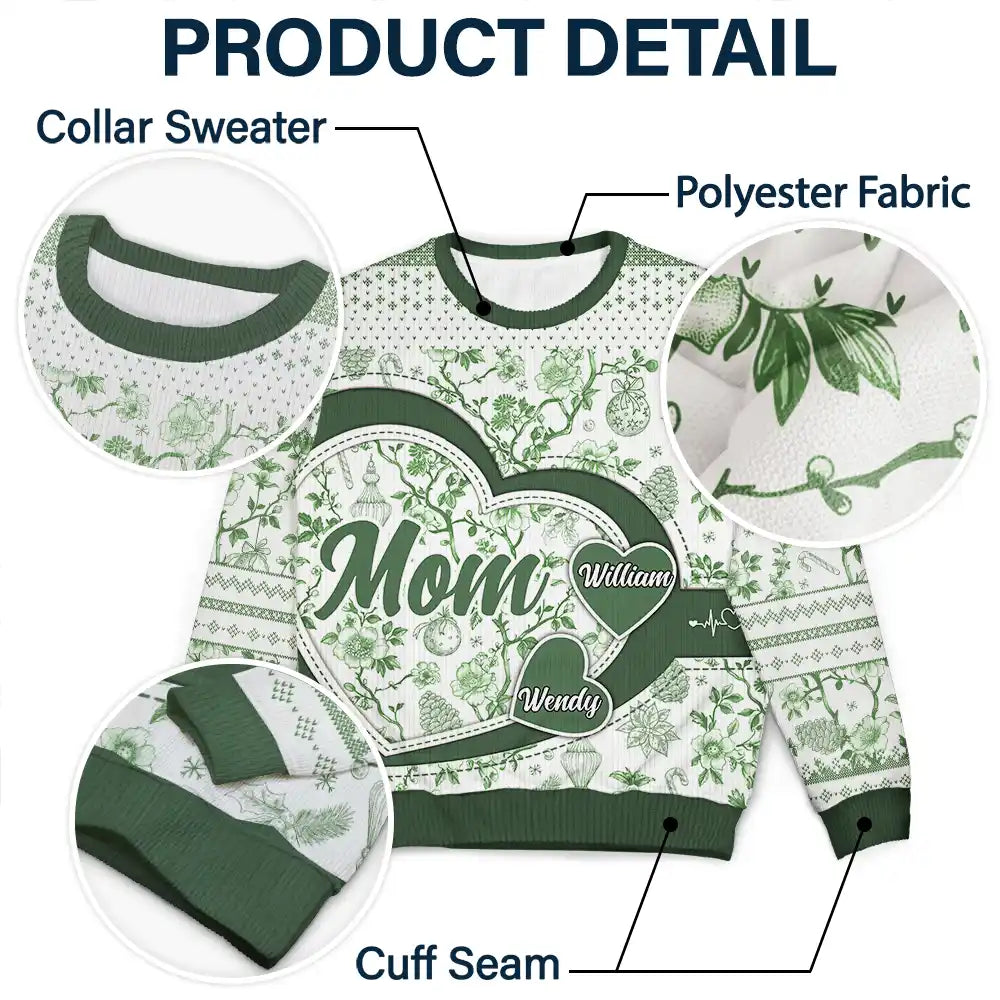 Gift For Grandma,Christmas - Grandma Mom Toile De Jouy - Personalized Unisex Ugly Sweater