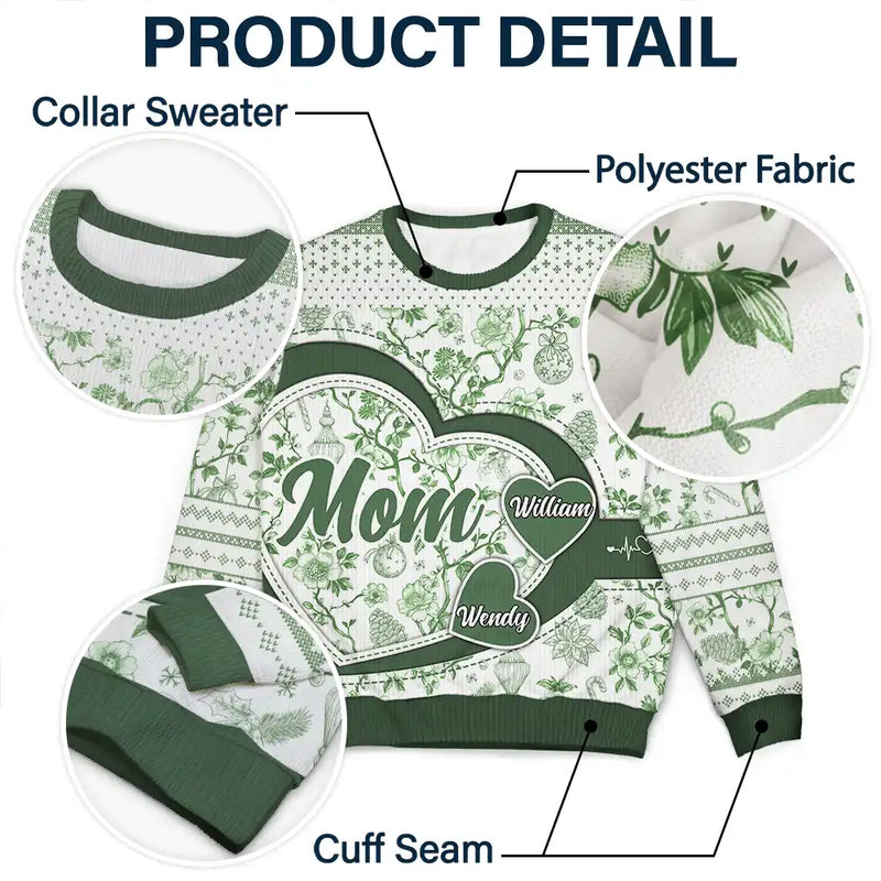 Gift For Grandma,Christmas - Grandma Mom Toile De Jouy - Personalized Unisex Ugly Sweater