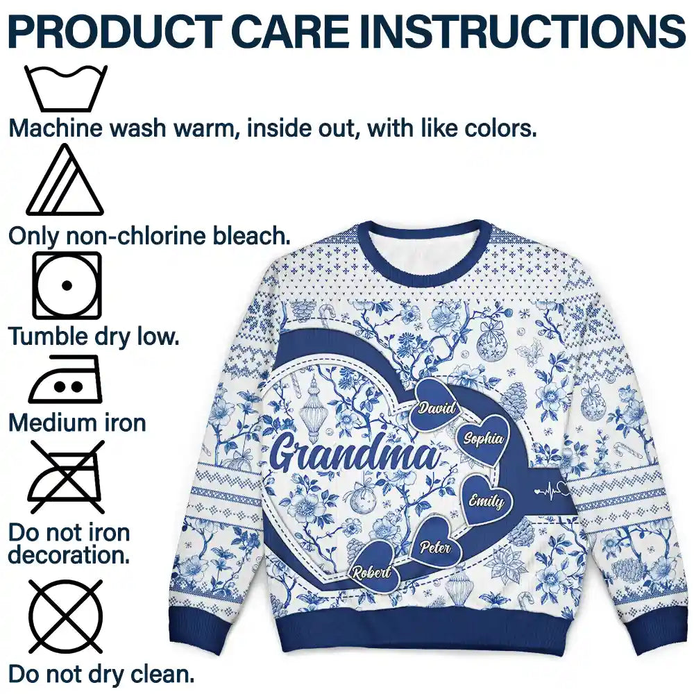 Gift For Grandma,Christmas - Grandma Mom Toile De Jouy - Personalized Unisex Ugly Sweater