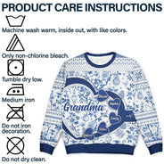 Gift For Grandma,Christmas - Grandma Mom Toile De Jouy - Personalized Unisex Ugly Sweater