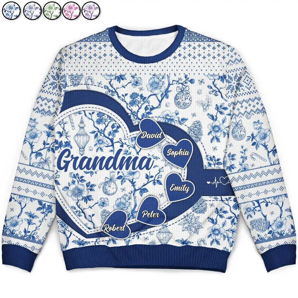 Gift For Grandma,Christmas - Grandma Mom Toile De Jouy - Personalized Unisex Ugly Sweater