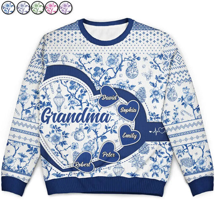 Grand-mère Maman Toile de Jouy - Pull moche unisexe personnalisé 