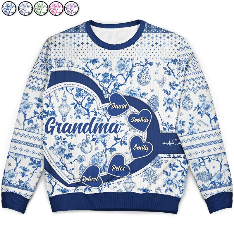 Gift For Grandma,Christmas - Grandma Mom Toile De Jouy - Personalized Unisex Ugly Sweater