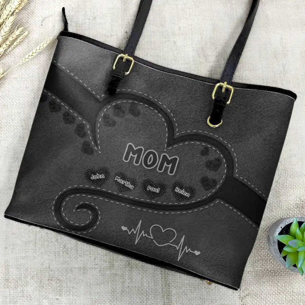 Gift For Grandma,Gift For Mother,Love - Grandma Mom's Sweethearts - Personalized Leather Tote Bag