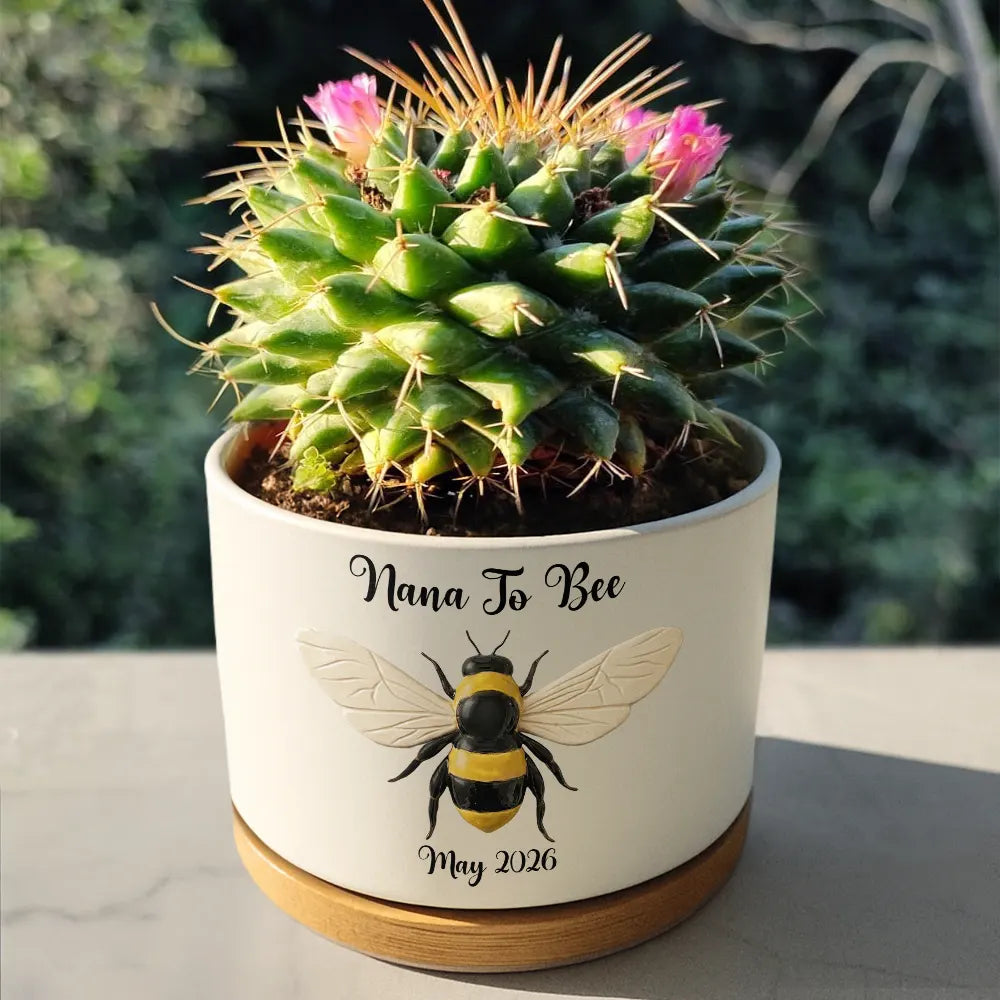 New baby,New Mom,Gift For Grandma,Gift For Mother,Happy - Grandma Mommy To Bee Pregnancy Annoucement - Personalized Ceramic Plant Pot