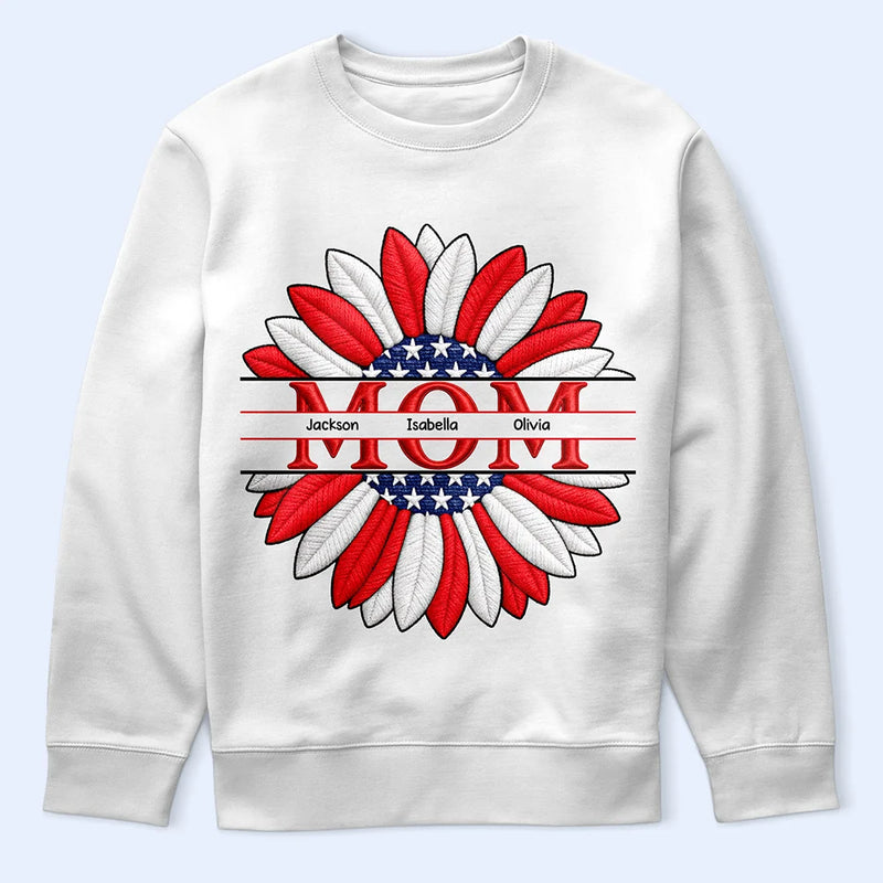 Gift For Women,Gift For Mother,Gift For Grandma,Love - Grandma Mommy We Love You Embroidery Effect Prints - Personalized T Shirt