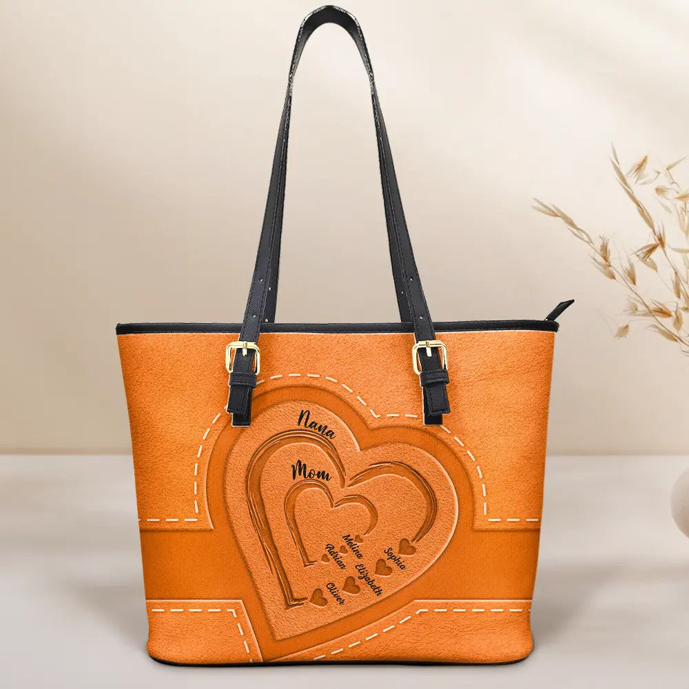 Grandma Mommy's Little Sweethearts - Personalized Leather Tote Bag